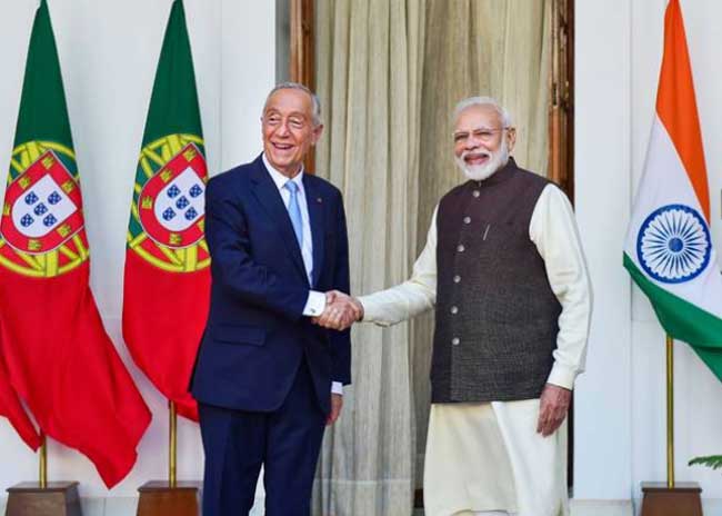 The Prime Minister, Shri Narendra Modi meeting the President of Portuguese Republic, Mr. Marcelo Rebelo de Sousa