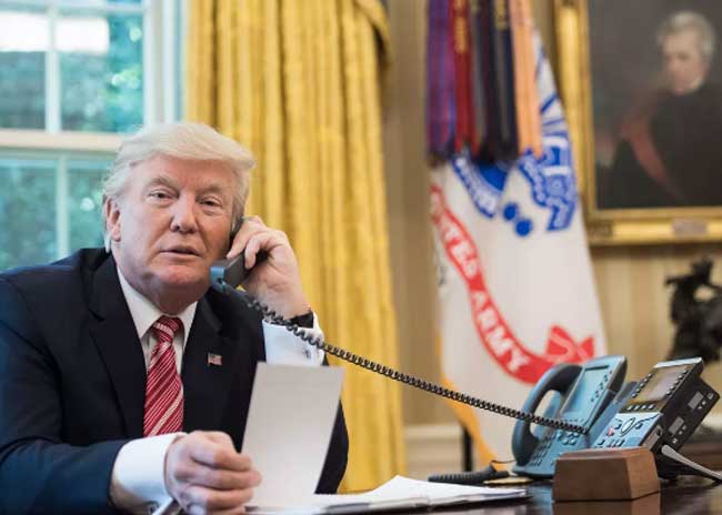 Prime Minister Modi discussed on telephone with H.E. Donald Trump, President of United States of America