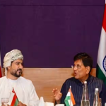 Union Minister of Commerce and Industry, Piyush Goyal with Oman's Minister of Commerce, Industry and Investment Promotion, Qais Bin Mohammed Al Yousef