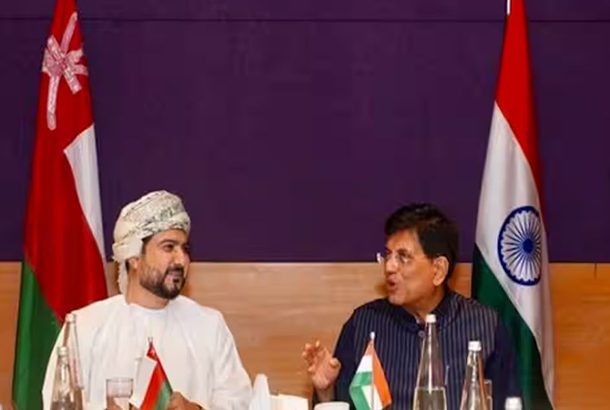 Union Minister of Commerce and Industry, Piyush Goyal with Oman's Minister of Commerce, Industry and Investment Promotion, Qais Bin Mohammed Al Yousef