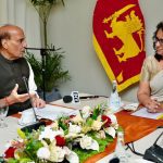 Defence Minister Rajnath Singh on Wednesday met Sri Lankan Prime Minister Harini Amarasuriya in Colombo